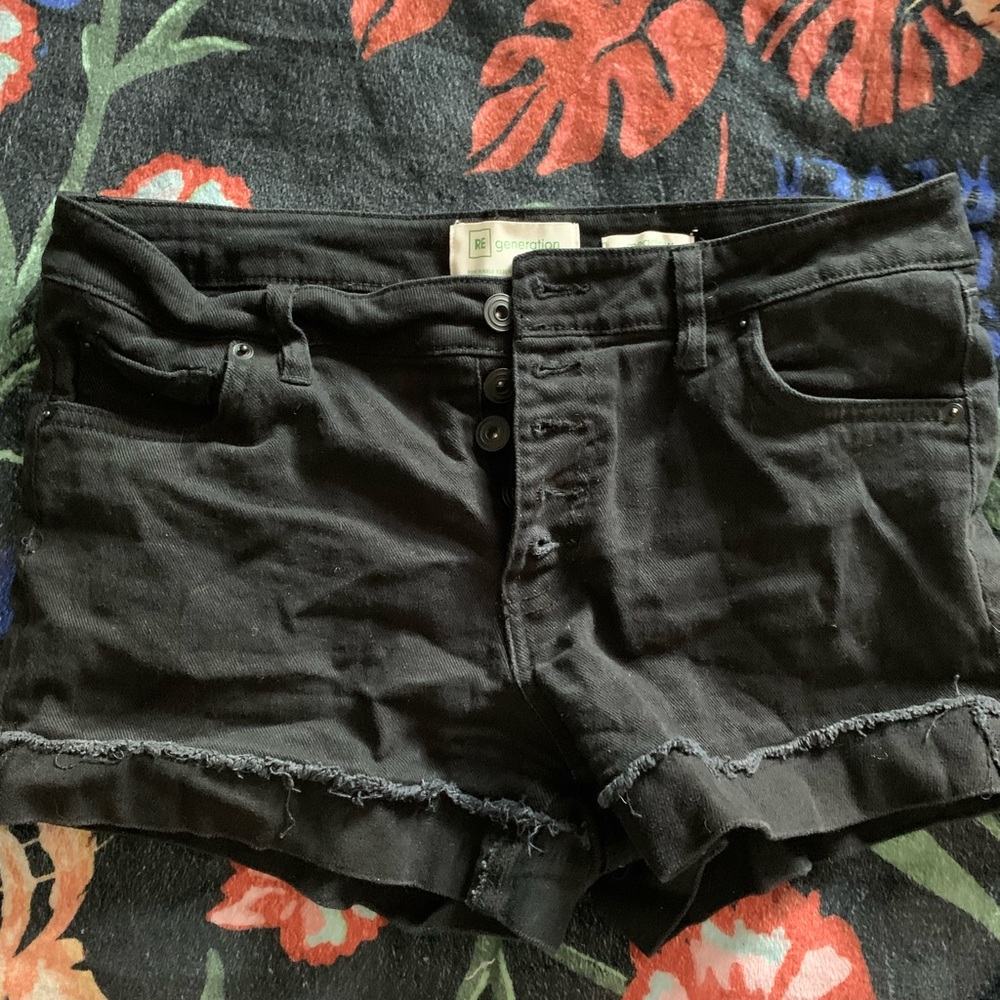 Black button up shorts
